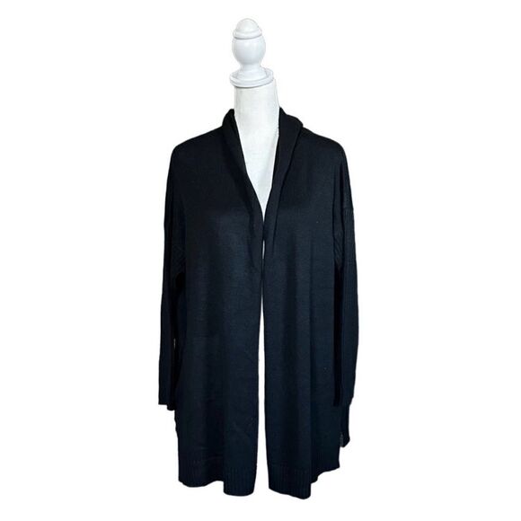 Skinnygirl Sundazed Open Front Oversized Cardigan w/ Pockets Black Sz Medium - Picture 2 of 13